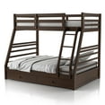 thumbnail image 2 of Furniture of America Luke Wood Bunk Bed with Drawers, Twin/Full, Walnut, 2 of 9