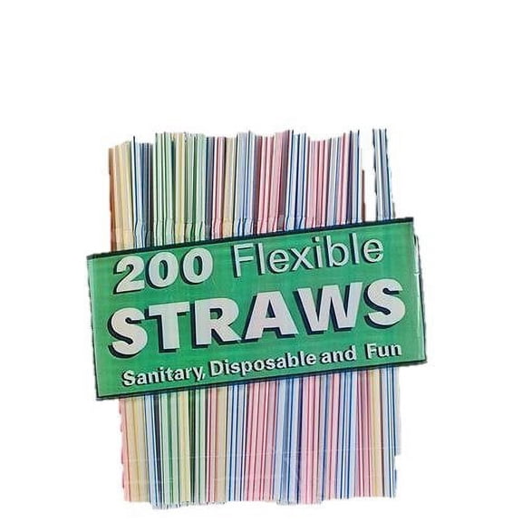 Penley 7.5" Flexible Drinking Straws (Case of 2400, 12 Packs of 200)