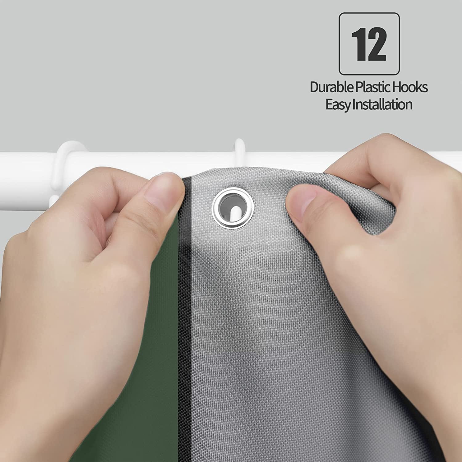 Alpine Green Shower Curtain Modern Bathroom Accessories Decor Black Gray White Shower Curtain Set with 12 Hooks 72x72 Inches Sage