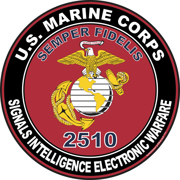 U.S.M.C. MOS 2510 Signals Intelligence Electronic Warfare Decal 3.8" - Red