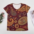 thumbnail image 4 of Vintage Paisley Floral Design Women's Blouse Short Sleeve Women's Top T-Shirt Spring Summer Clothes, 4 of 7
