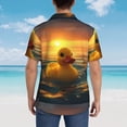 thumbnail image 4 of Sikiie Cartoon Swimming Yellow Duck Print Men's Hawaiian Shirt, Summer Beach Button Pocket Short Sleeve T-Shirt,Medium, 4 of 7