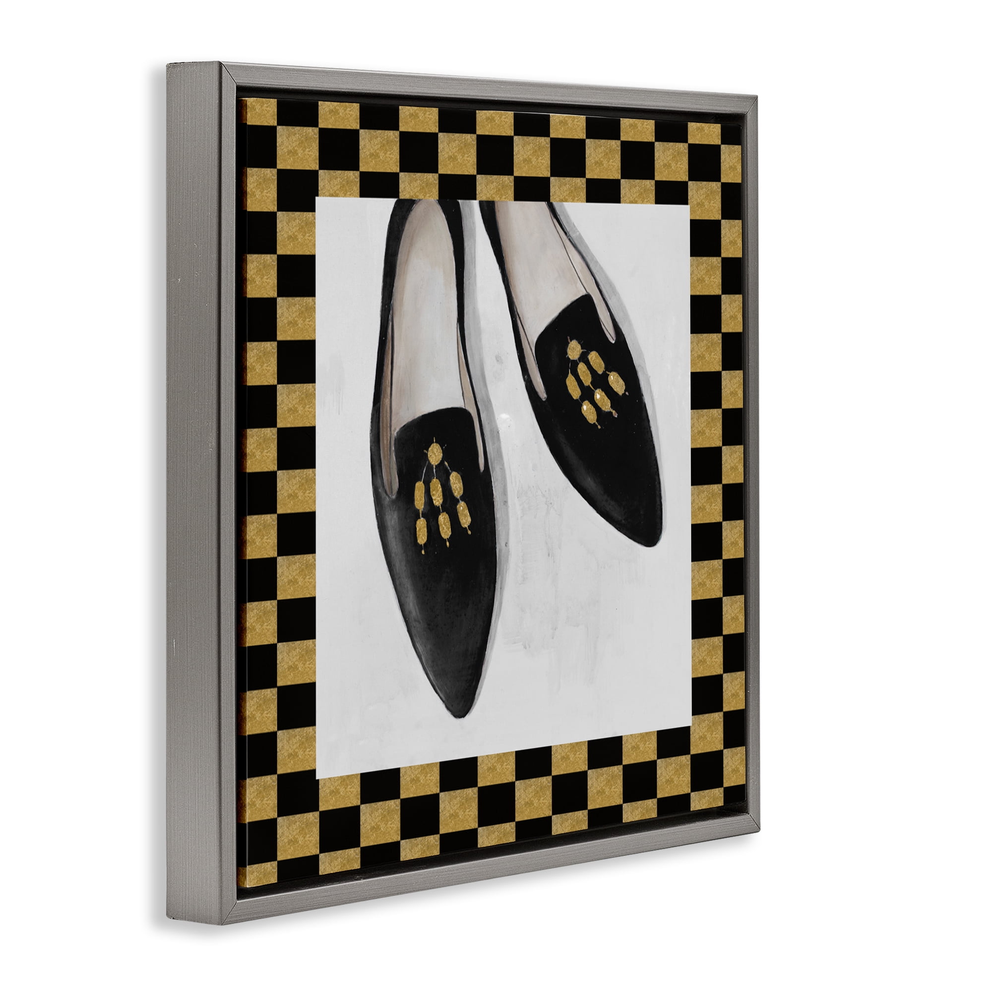 Stupell Industries Luxe Black Flats Gray Framed Floater Canvas Wall Art, design by Lorenzo Collective