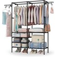 thumbnail image 1 of Portable Closet, Freestanding Closet Organizer, Clothes Rack with Shelves, Hanging Rods, Storage Organizer, for Cloakroom, Bedroom, 66.1x42.1x14.2 Inches, Black, 2PCS, 1 of 7