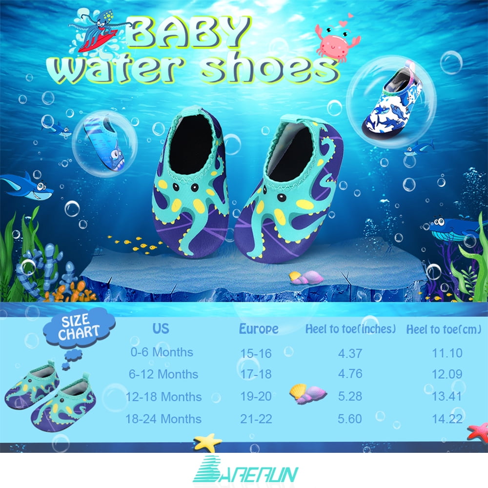 BARERUN Baby Girls Boys Water Shoes Swim Barefoot Water Sport Aqua Socks for Beach Pool Swim Sand 