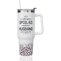 40 oz Valentines Tumbler with Handle and Straw, Stainless Steel Insulated Leopard Heart Tumbler 40 oz, Reusable Wife tumbler with Leak Proof Lid, Valentines Gifts for Her