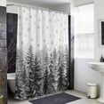 thumbnail image 4 of Black Christmas Shower Curtain - Water Repellent Fabric Shower Curtains Washable, Winter Xmas Trees Snowflakes Rustic Decorative Polyester Cloth Bathroom Curtains Modern Bath Decor 36"x72", 4 of 8