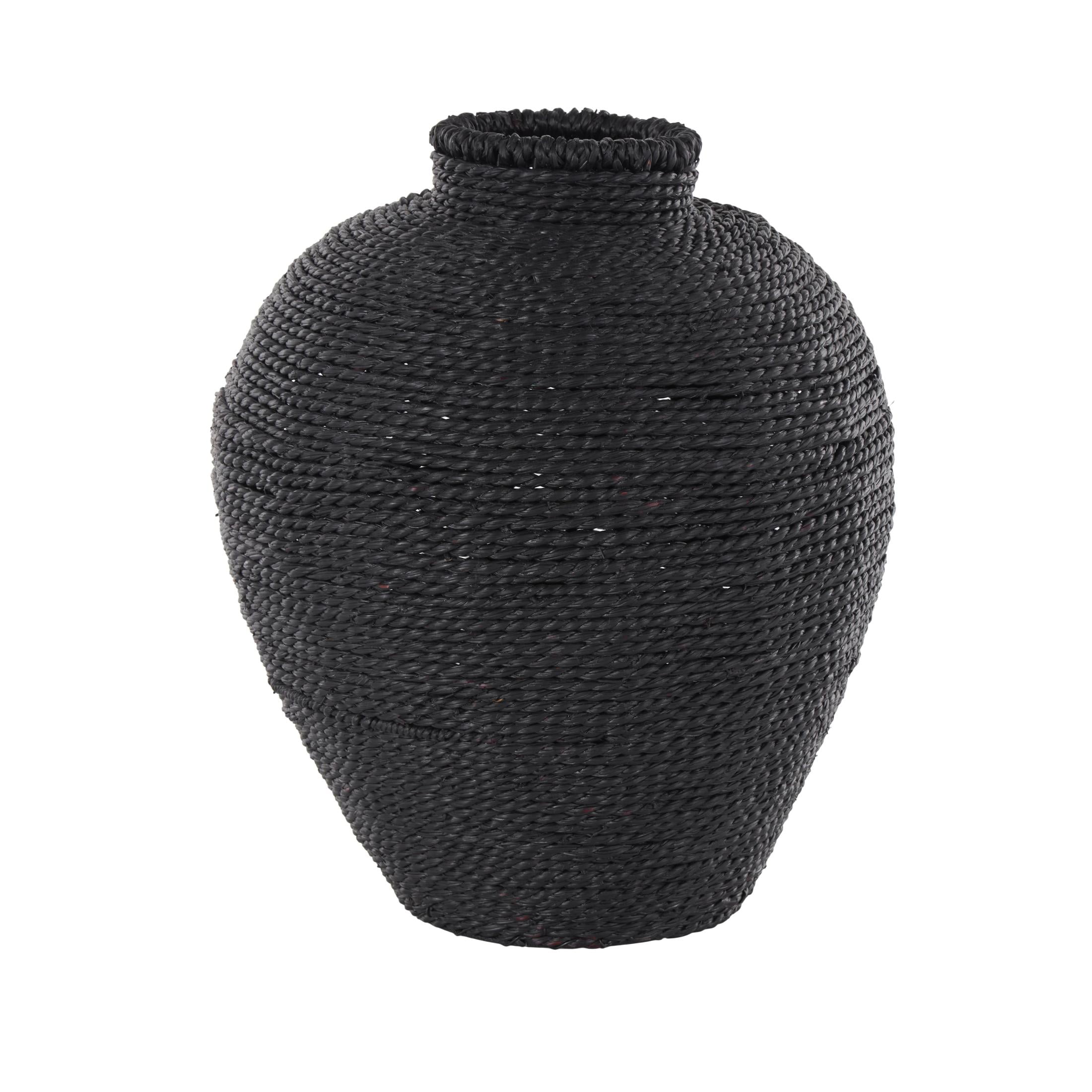 DecMode 13" Handmade Wrapped Pot Black Metal Vase