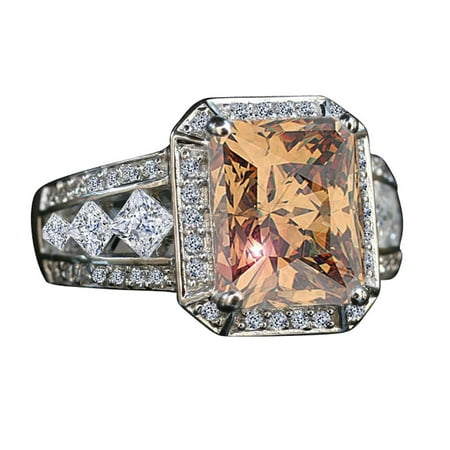 - Radiant Emerald Center Framed Halo Settings Split Shanks Zirconite Diamond Shape Princess Cut Simulated Diamond Engagement/Wedding Sterling Silver Ring