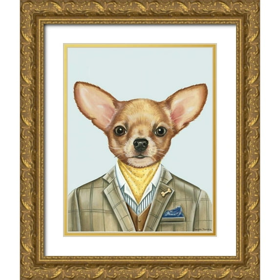 Murray, Danielle 15x18 Gold Ornate Wood Framed with Double Matting Museum Art Print Titled - Scotch on the Rocks Please, Chihuauau