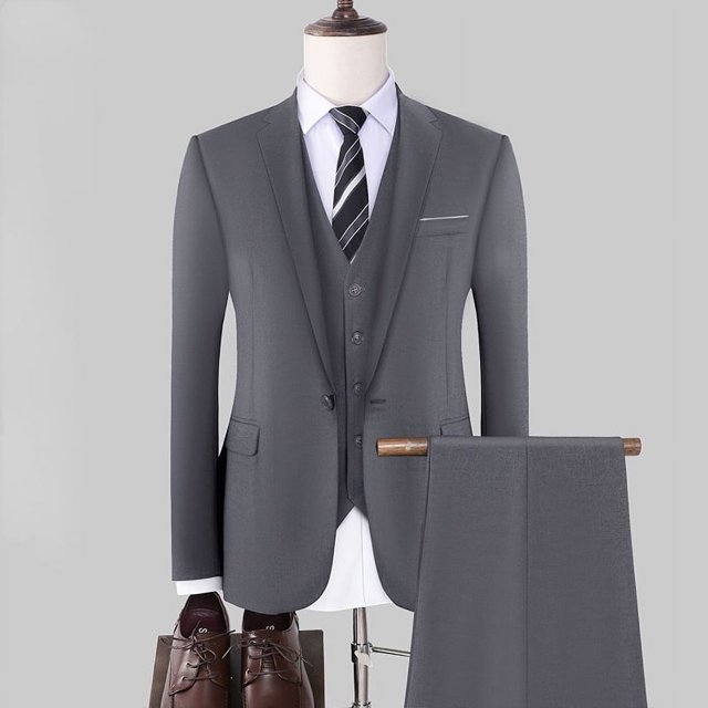 Traje de 3 piezas para hombre, Blazer, chaleco y pantalones, traje Formal ajustado, informal, ideal para negocios, banquete, trabajo, estilo británico, noche