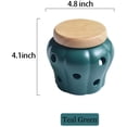 thumbnail image 3 of Mornenjoy Garlic Keeper,Ceramic Macaron Tone Garlic Jar Hollow Pumpkin Garlic Vented Storage Container Garlic Cellar Pot with Bamboo Lid (Teal green), 3 of 7
