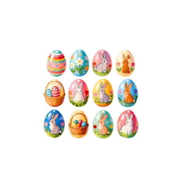 zhangmingg Easter Wooden Decorative Hanging Flat 2D Egg Rabbit Ornament for Festival Party Home Celebration