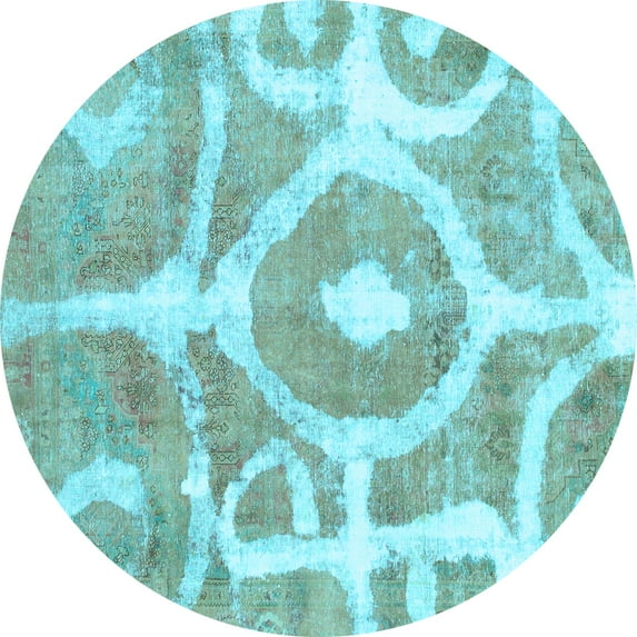 Ahgly Company Indoor Round Abstract Light Blue Modern Area Rugs, 3' Round