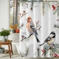 thumbnail image 3 of Christmas Robins Shower Curtains for Bathroom, on Pine Tree Winter Berry Waterproof Fabric Shower Curtain for Bathroom Bathtub Decoration, Machine Washable, 60"x72", 3 of 9