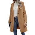 thumbnail image 2 of Autumn Winter Lapel Solid Color Long Sleeve Women Button Wool Jacket Coat, 2 of 5