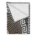 thumbnail image 2 of Greek Key Soft Flannel Fleece Blanket, Grecian Fret and Wave Pattern on Dark Background Antique Retro Swirls, Cozy Plush for Indoor and Outdoor Use, 60" x 80", Dark Brown Coconut Tan, by Ambesonne, 2 of 5