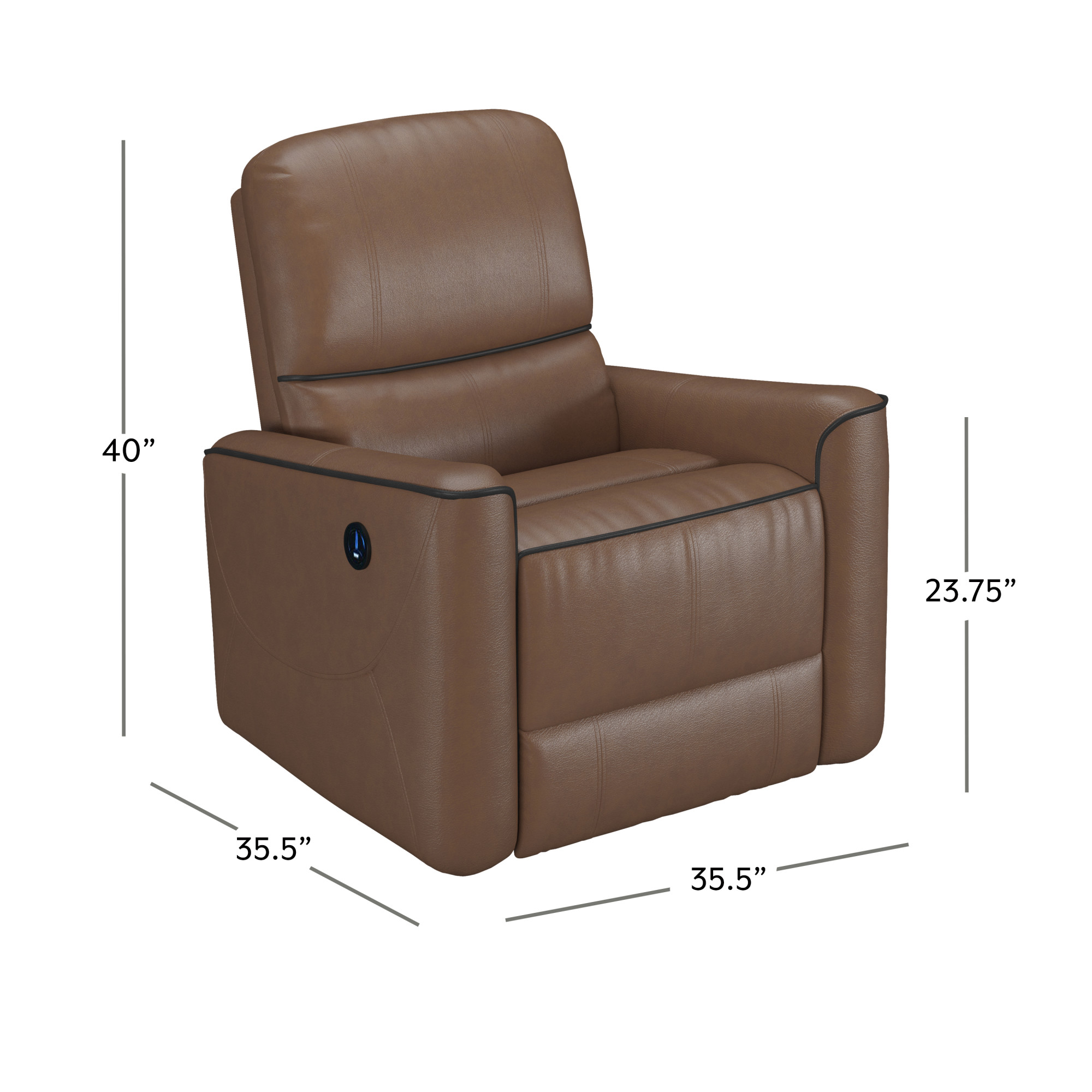 Hillsdale Provenza Faux Leather Power Recliner with USB Port, Saddle Brown