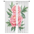 thumbnail image 2 of Watercolor Flower Peony Pink Green Leaves Vintage White Sheer Curtains Living Room Tulle Window Curtain Bedroom Kitchen Drapes, 2 of 7