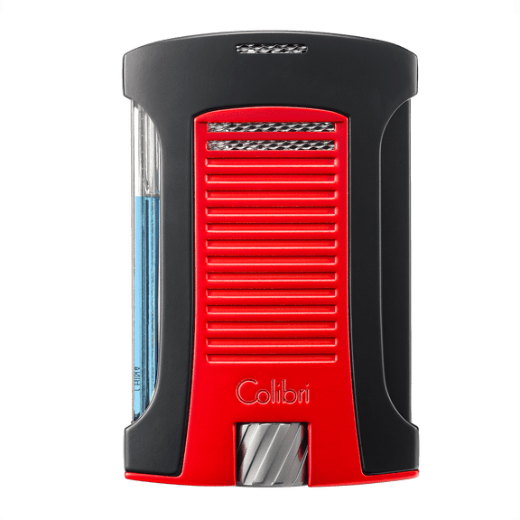 Colibri Daytona Windproof Butane Torch Lighter: Adjustable Flame, Refillable Single-Jet Cigar Lighter, Ergonomic Design with Fuel Window (Matte Red)