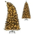 thumbnail image 1 of Patiojoy 6 FT Artificial Halloween Tree Pre-lit Black Christmas Tree w/ Bendable Top 726 Branch Tips 260 Warm White LED Lights, 1 of 9