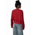 thumbnail image 2 of Women'S Button Down Long Sleeve Crewneck Crop Cardigan Sweater Cute Knitwear Clothes Red L, 2 of 7
