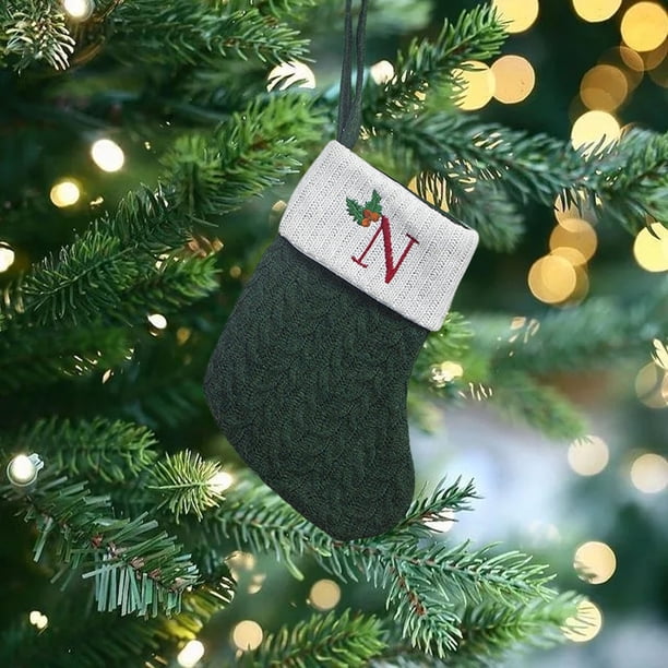 Christmas Large Letters Christmas Stockings Cute Striped Christmas Tree Pendant Holiday Decorations