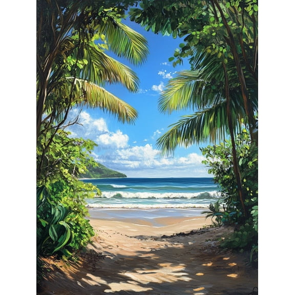 Tropical Beach Pathway Canvas Print/Wall Art， Perfect for Living Room，Bathroom，and Hotel Decor.