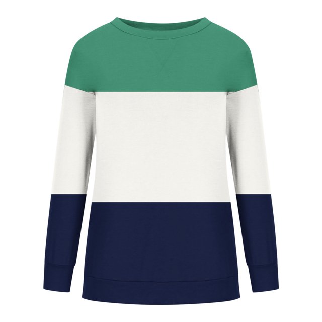 Timegard Women's Sweatshirt Crew Neck Long Sleeve Color Block Pullover Fall Winter Casual Tunic Tops