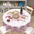 thumbnail image 6 of Valentine Round Tablecloth 60 Inch Pink Love Heart Floral Plants Circle Table Cloth Seasonal Holiday Valentine''s Day Table Cover for Party Kitchen Dinner Home Decor, 6 of 7