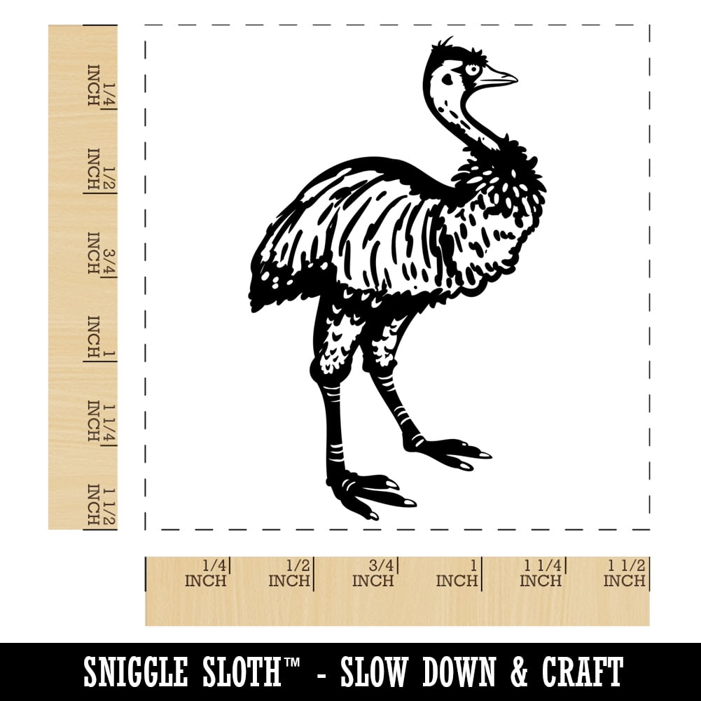 Emu Large Australian Flightless Bird Self-Inking Rubber Stamp Ink Stamper - Black Ink - Large 1-1/2 Inch