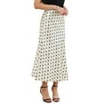 thumbnail image 4 of INSPIRE CHIC Women's Polka Dot Satin High Waist Midi Skirt Flowy Elegant Skirt S Light Apricot, 4 of 6