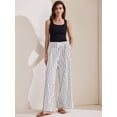 thumbnail image 3 of DARING DIVA Women's Stripe Casual Drawstring Wide Leg High Waist Pants XS White, 3 of 6