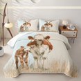 thumbnail image 2 of Manfei Farmhouse Cows Quilt Full 3-Piece,Watercolor Rustic Animal Full Bedspread Sets,White Brown,1 Coverlet and 2 Pillowcases, 2 of 7