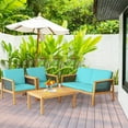 thumbnail image 2 of Patiojoy 8-Piece Patio Acacia Wood Furniture Set Outdoor PE Rattan Conversation Set with Removable Cushions Turquoise, 2 of 8