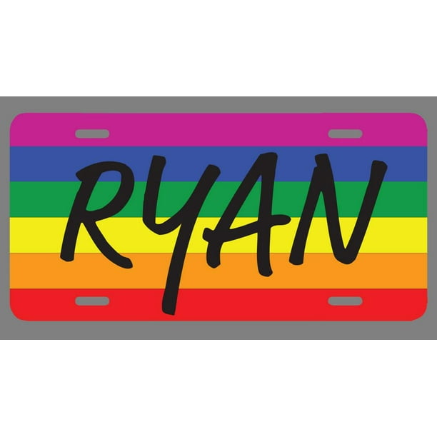 Ryan Name Pride Flag Style License Plate Tag Vanity Novelty Metal UV