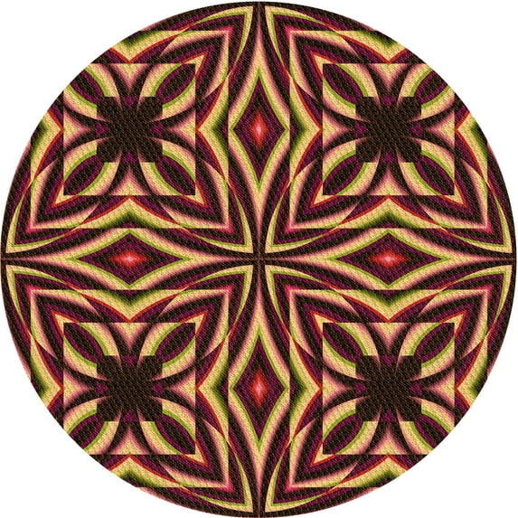 Ahgly Company Machine Washable Indoor Round Transitional Deep Red Area Rugs, 3' Round