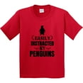 thumbnail image 3 of Inktastic Easily Distracted by Penguins Youth T-Shirt, 3 of 5