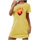 thumbnail image 2 of Camisón corto de San Valentín para mujer, talla grande, estampado en el pecho, cuello redondo, manga corta, 2 of 3