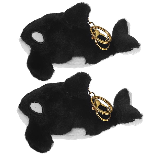 Juego de 2 llaveros encantadores de orca, accesorios para llaves, llavero de ballena de peluche de dibujos animados, llavero con colgante de ballena de peluche, llavero colgante para bolso de peluche.