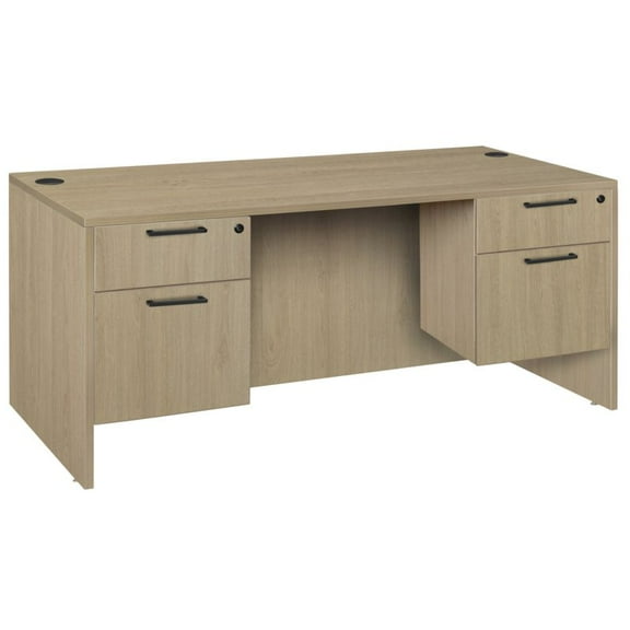 Regency 66 x 30 in. Office Desk with Double Pedestal Drawer Unit- Noble Oak