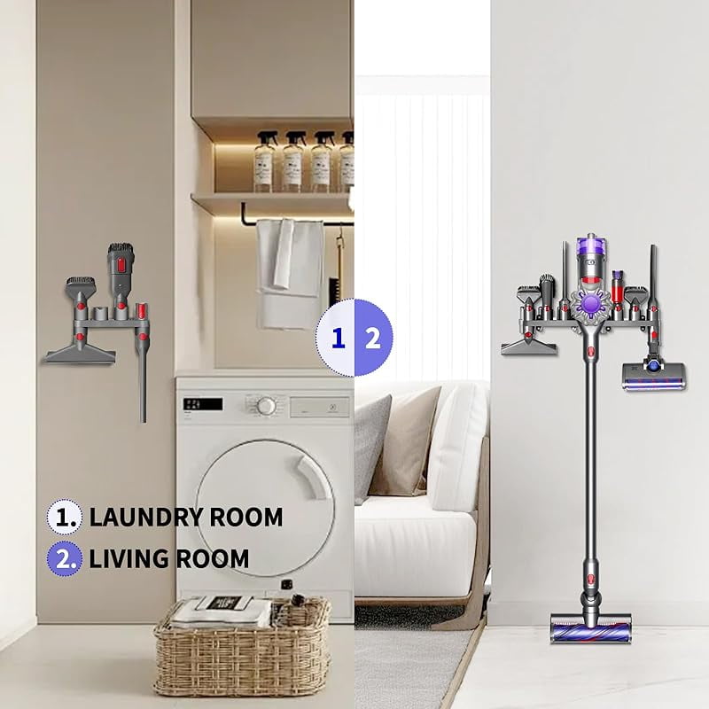 Premium Accessory Holders for Dy*son Vacuum Cleaners - Wall Mount and Docking Station Organizer for Dy*son V15 V7 V8 V10 V11 Model, with 10 Storage Adapters (2 Pack)