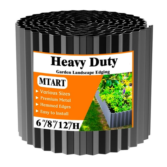 Bordes de jardín MTART de metal corrugado negro, 15 cm x 6 m