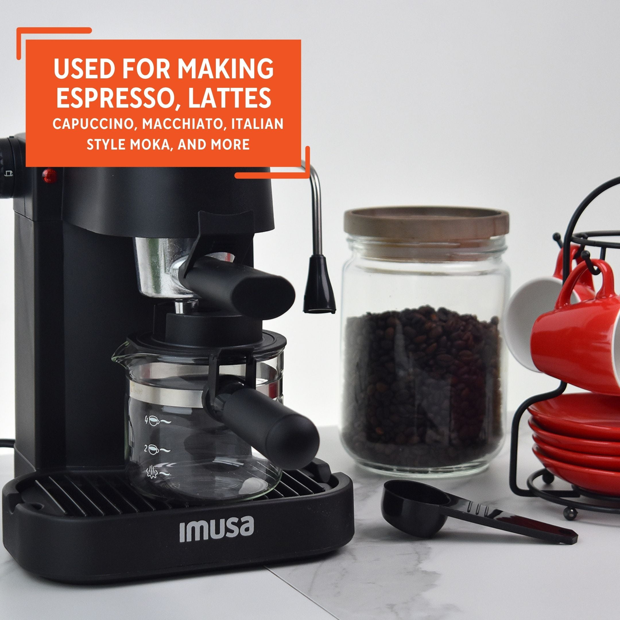 IMUSA Bistro Electric Espresso & Cappuccino Maker with Carafe - Silver, 4 c  - City Market