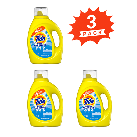 Tide Simply Refreshing Breeze All-In-One Liquid Laundry Detergent (Pack 3) - 192 Loads, 252fl