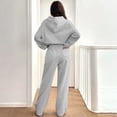 thumbnail image 5 of Stichou Womens Sweatsuits 2 Piece Outfit Lounge Sweat Suits Set 2026 Spring Winter Fleece Hoodies Baggy High Waist Wide Leg Sweatpants Gray M, 5 of 5