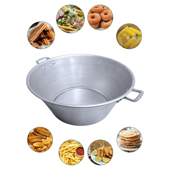 Cazo de Acero Galvanizado 30 cm, ideal para carnitas, plátanos fritos, papas a la francesa, buñuelos, donas, churros, elotes, botanas y más.