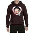 thumbnail image 2 of Wild Bobby, Betty Boop Heart Blowing Kiss Dog Betty Boop Unisex Hoodie Sweatshirt, Brown, Medium, 2 of 5