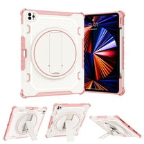 Dteck Case for iPad Pro 12.9 inch 6th 5th 4th 3rd Gen,Shockproof Rubber Case Heavy Duty Silicone Rugged Kickstand Protective Cover for iPad Pro 12.9" 2022/2021/2020/2018,Pink