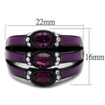thumbnail image 2 of IP Black(Ion Plating) Stainless Steel Ring with Top Grade Crystal in Amethyst for Women Amethyst Stone Color Style TK2213 Size 7, 2 of 4